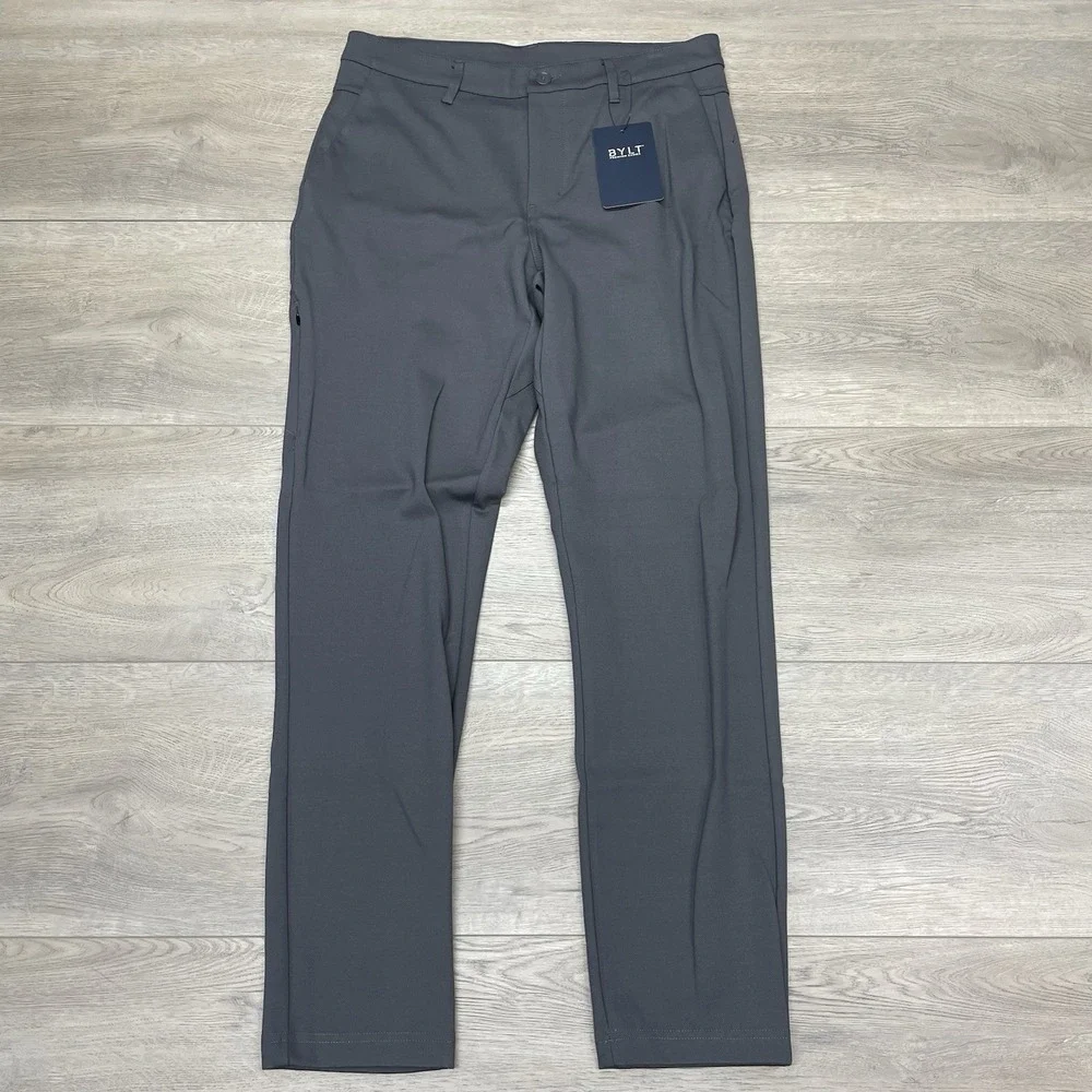 Bylt Basics Everyday Pant 2.0 Textured Gray Men Sz 33 Casual NEW